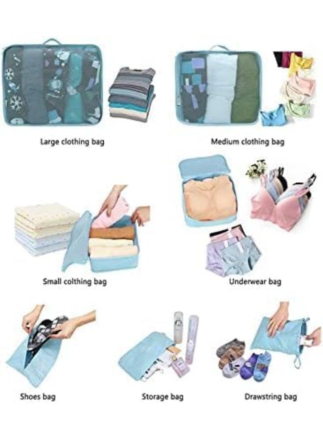 7-Piece Travel Packing Cubes Set – Lightweight Luggage Organizer Bags with Drawstring Pouch - Image 2